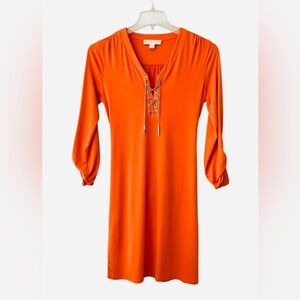 MICHAEL Michael Kors Chrome Hardware Shirt Dress Size Small Orange